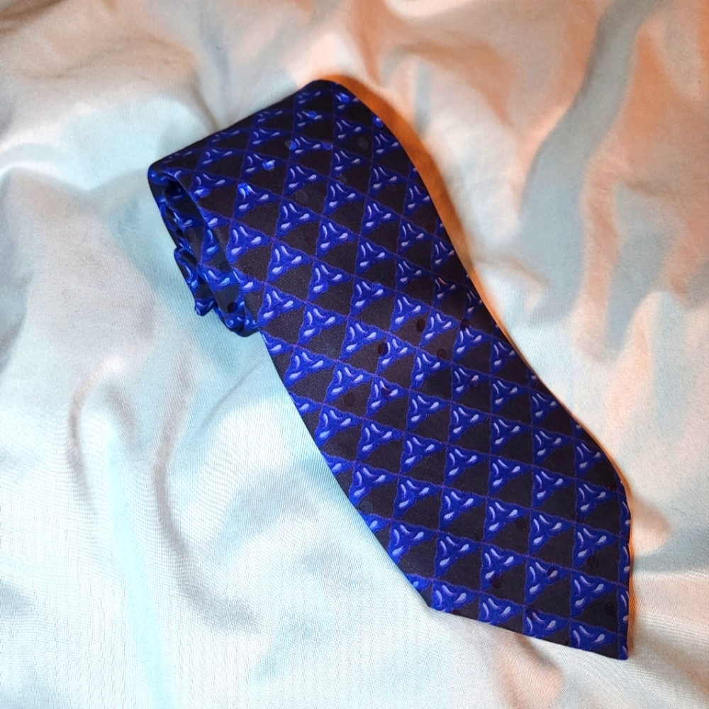 Italo Ferretti Hand Made in Italy 100% Silk Black & Blue Tie | Men's OS